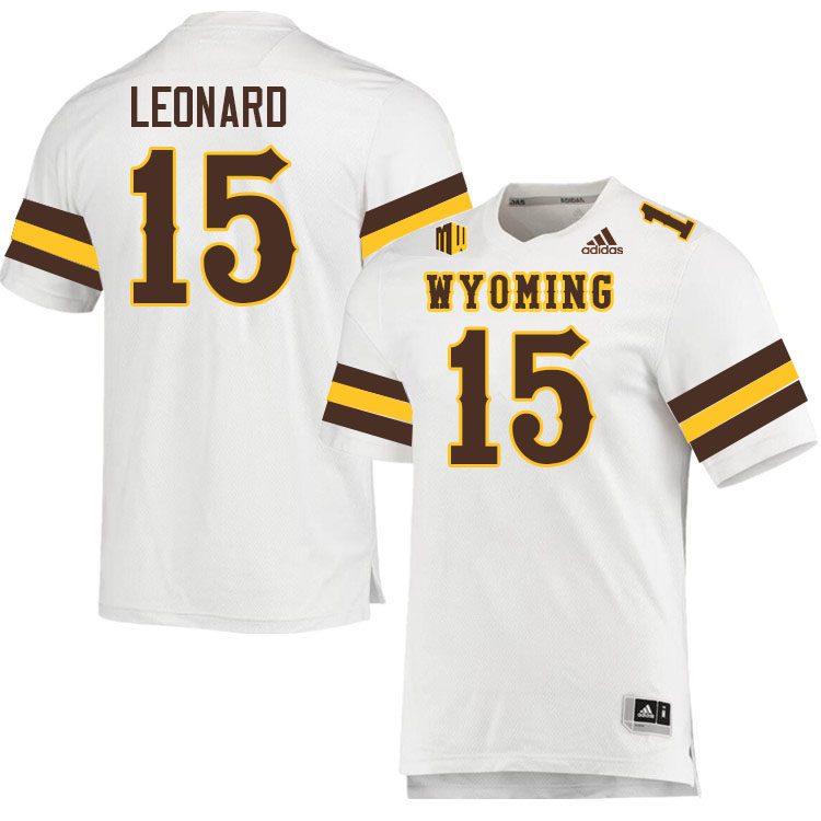 Wyoming Cowboys #15 David Leonard College Football Jerseys Stitched-White